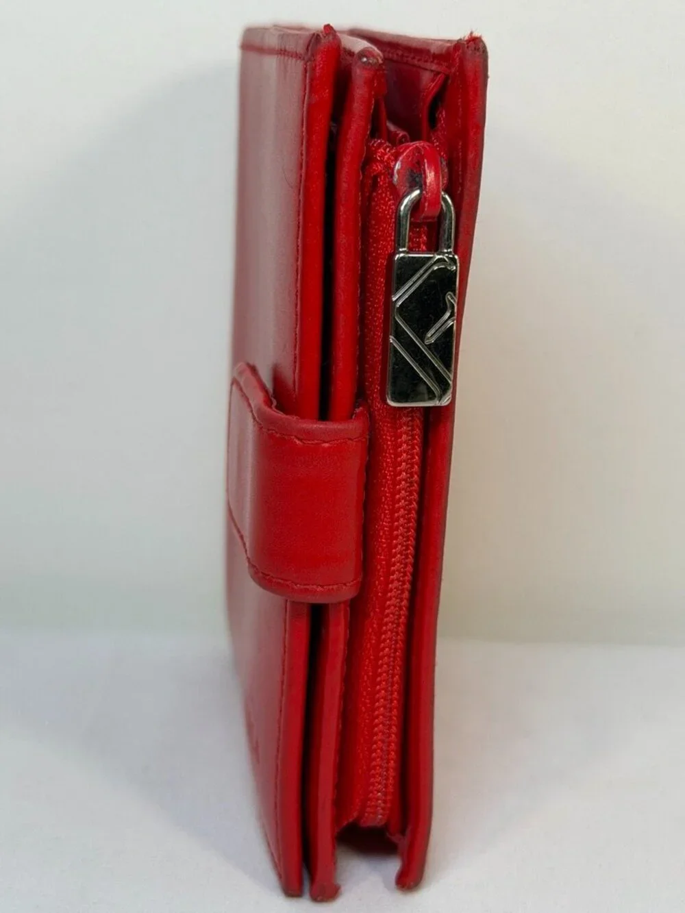 Vintage FURLA Red Leather Bi-fold Zip Around Wallet
